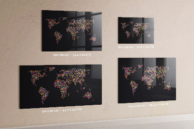 Magnetic world map made of dots for wall