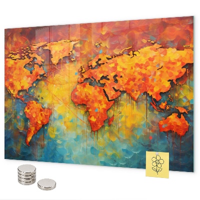 Magnetic world map wall board decorative wall art