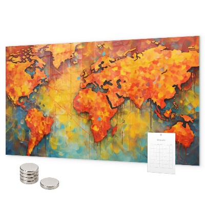 Magnetic world map wall board decorative wall art