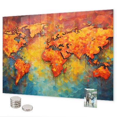 Magnetic world map wall board decorative wall art