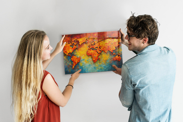 Magnetic world map wall board decorative wall art
