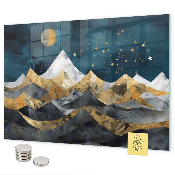 Magnetic board mountains at night design