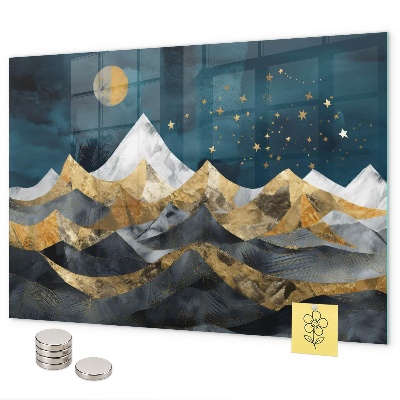 Magnetic board mountains at night design