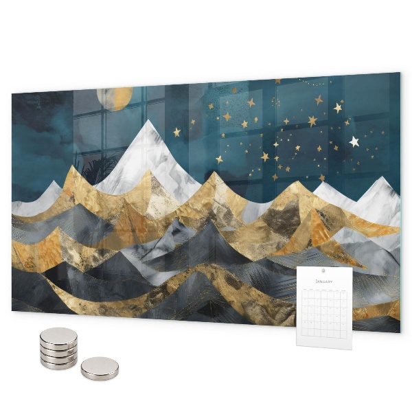 Magnetic board mountains at night design