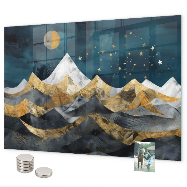 Magnetic board mountains at night design