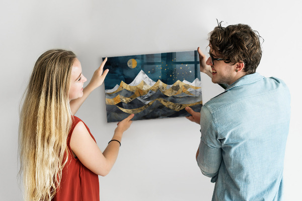 Magnetic board mountains at night design