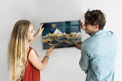 Magnetic board mountains at night design