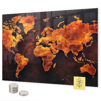 World map magnetic board for wall