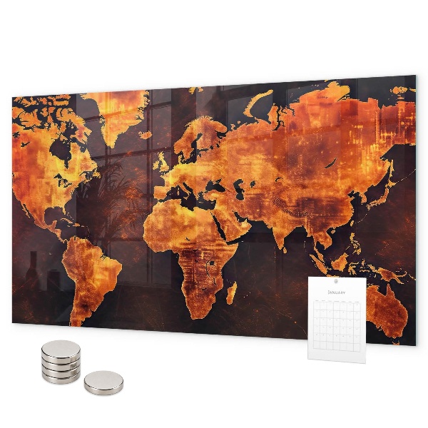 World map magnetic board for wall