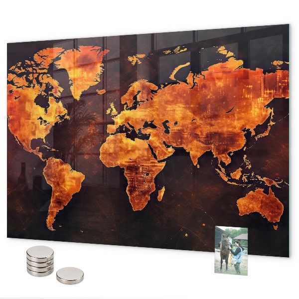World map magnetic board for wall