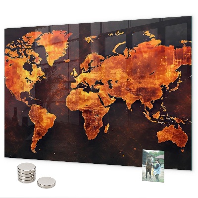 World map magnetic board for wall