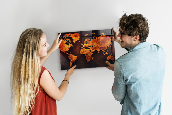 World map magnetic board for wall