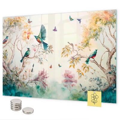 Magnetic board with flowers and birds nature design