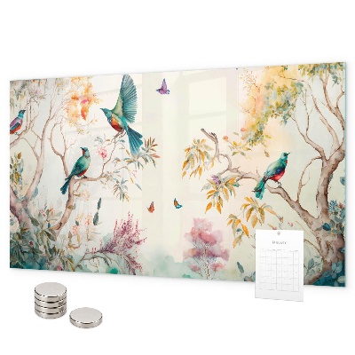 Magnetic board with flowers and birds nature design