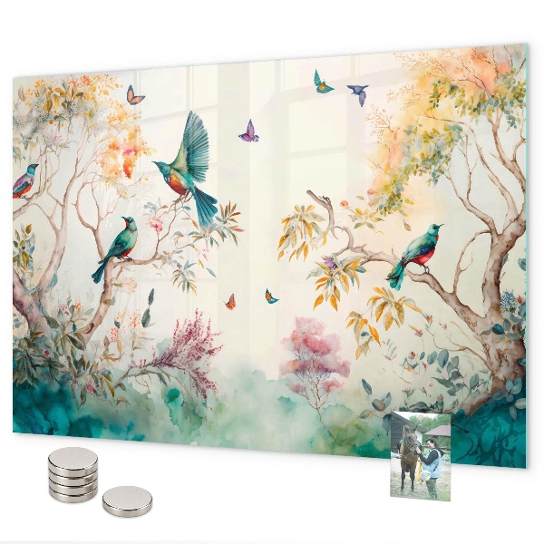 Magnetic board with flowers and birds nature design