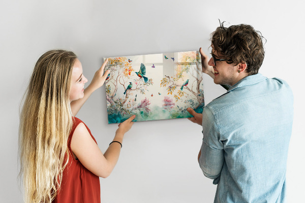 Magnetic board with flowers and birds nature design