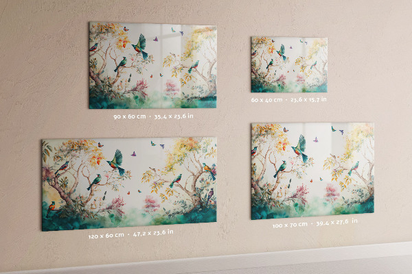 Magnetic board with flowers and birds nature design