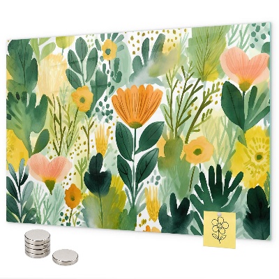 Magnetic board watercolor flowers design