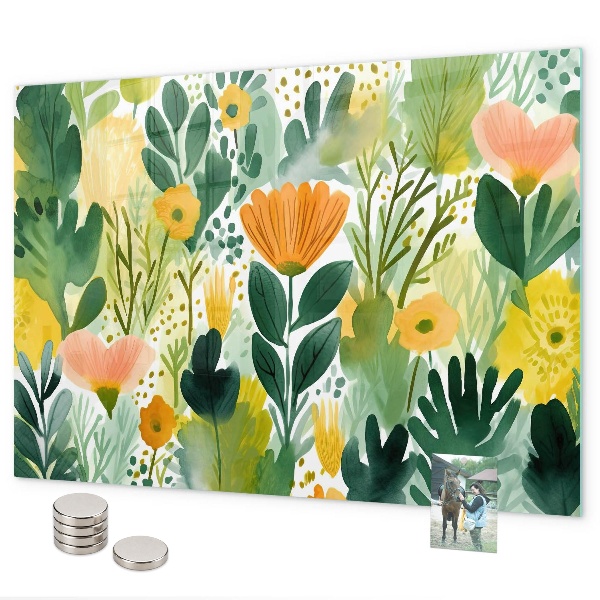Magnetic board watercolor flowers design