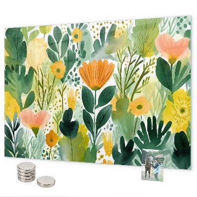 Magnetic board watercolor flowers design