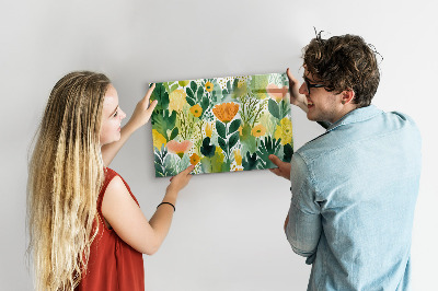 Magnetic board watercolor flowers design