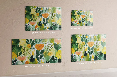 Magnetic board watercolor flowers design