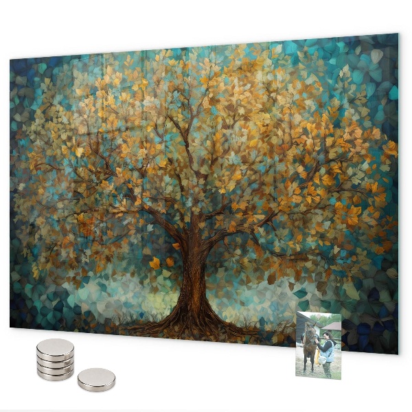 Magnetic wall board mosaic tree design