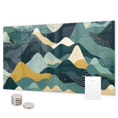 Magnetic wall board illustrative mountains design