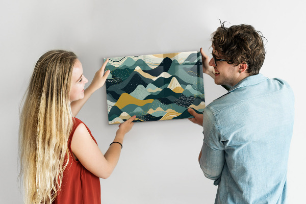 Magnetic wall board illustrative mountains design