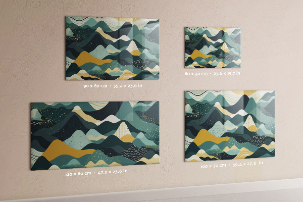 Magnetic wall board illustrative mountains design
