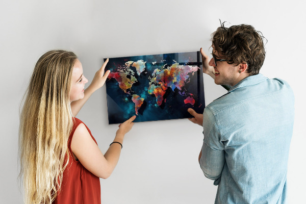 Magnetic wall board abstract map design