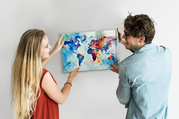 Magnetic board painted map