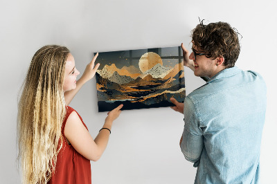 Magnetic wall board abstract landscape design