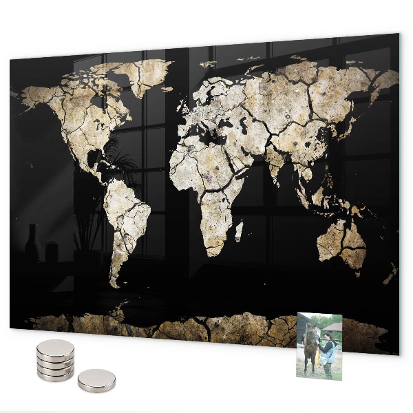 Magnetic world drought map wall mounted board