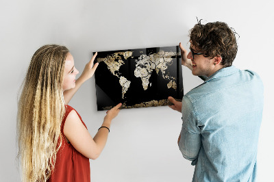 Magnetic world drought map wall mounted board