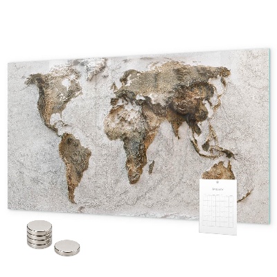 Magnetic board featuring an Old world map design