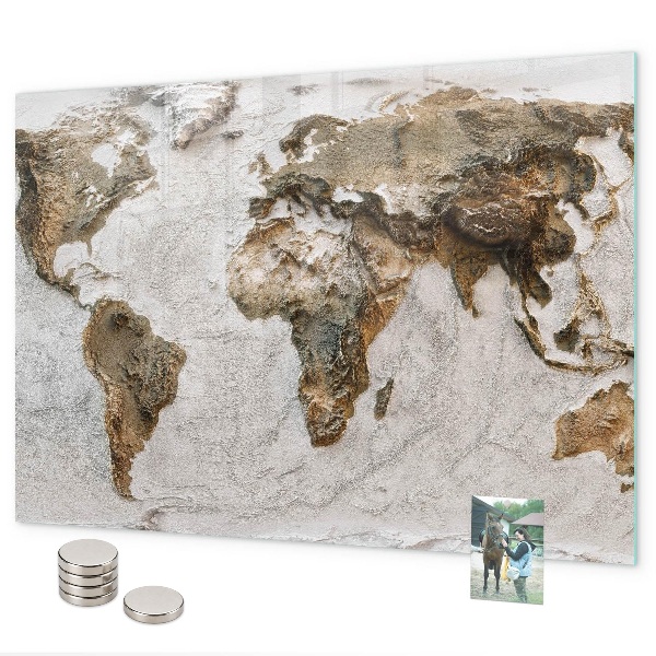 Magnetic board featuring an Old world map design