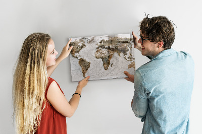 Magnetic board featuring an Old world map design