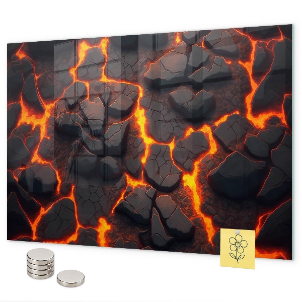 Magnetic wall board lava volcano design