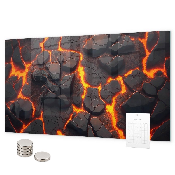 Magnetic wall board lava volcano design