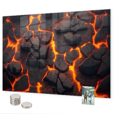Magnetic wall board lava volcano design