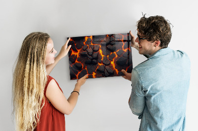 Magnetic wall board lava volcano design