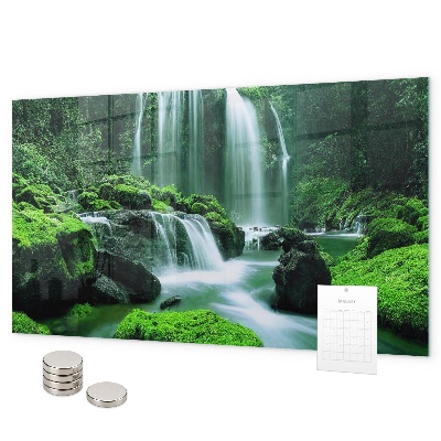 Magnetic wall board with waterfall among the moss print