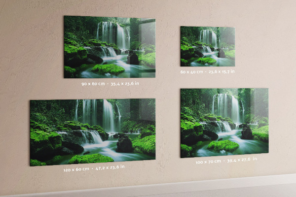 Magnetic wall board with waterfall among the moss print