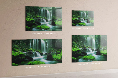 Magnetic wall board with waterfall among the moss print