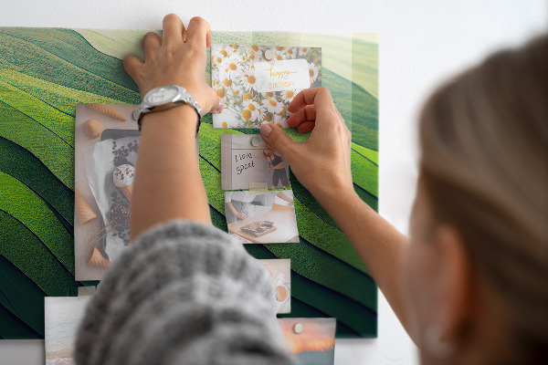 Magnetic board abstract green fields design