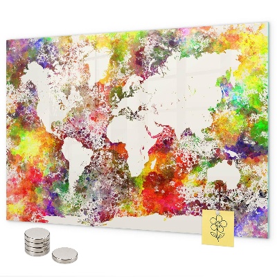Watercolor world map magnetic board