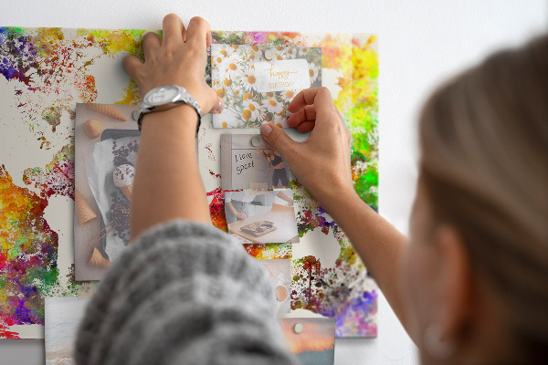 Watercolor world map magnetic board