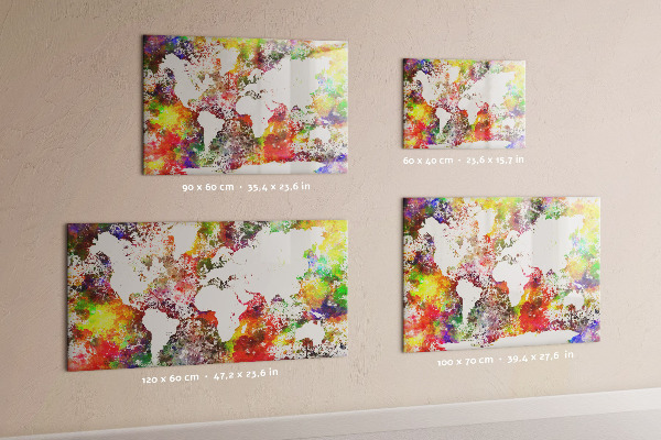 Watercolor world map magnetic board