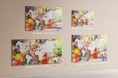 Watercolor world map magnetic board